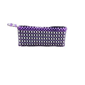 Lauren Conrad Purple, White, and Silver Beaded Clutch